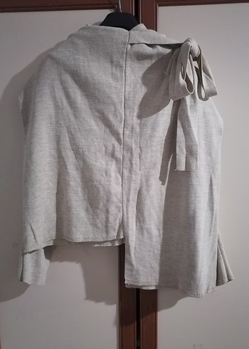 Krem rengi Uzun Kollu Yüksek Yakalı Salaş Triko - Görsel 3