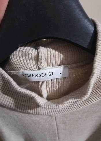 Krem rengi Uzun Kollu Yüksek Yakalı Salaş Triko - Görsel 5