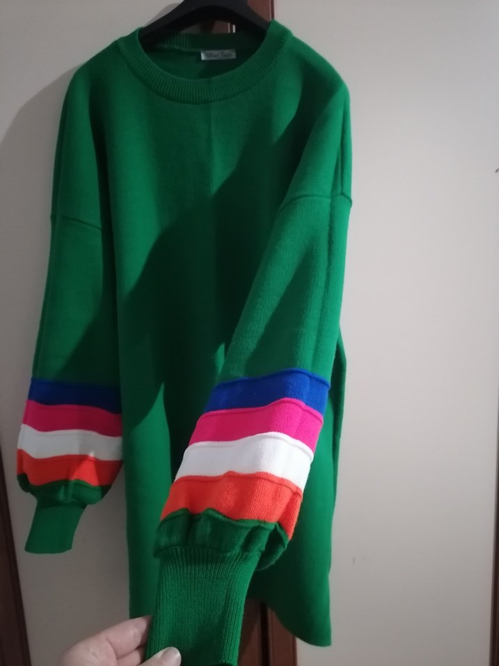 Yeşil Renkli Uzun Kollu Örme Kadın Kazak - Görsel 3