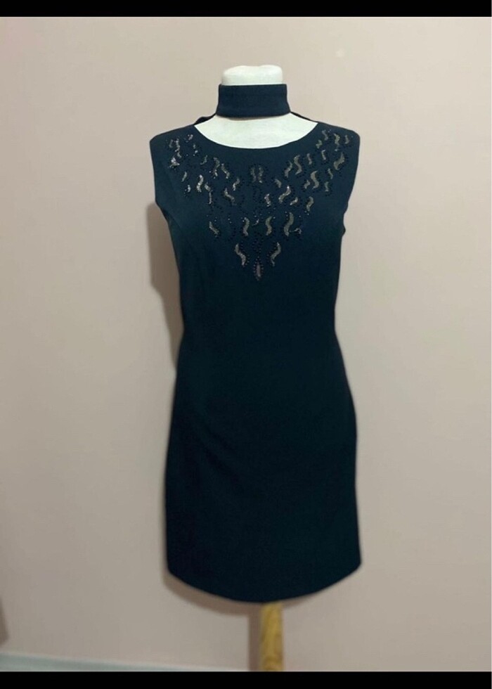 Siyah kumaş abiye elbise - Görsel 2