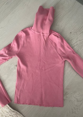 Pembe Boğazlı, İnce Örgü Kadın Kazak - Görsel 2