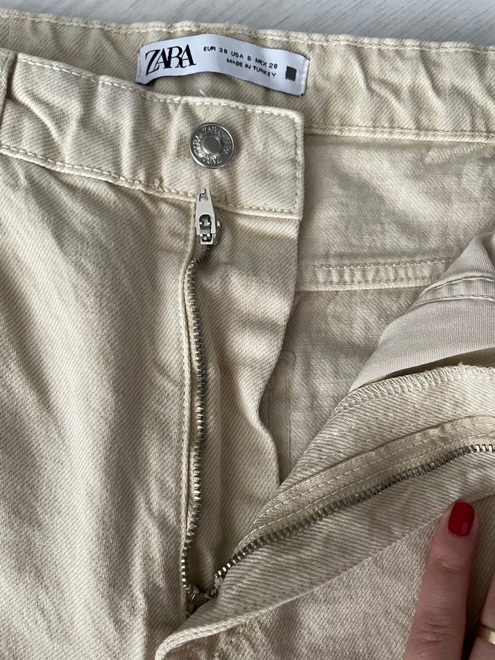 Bej Kadın Denim Pantolon Wedleg - Görsel 3