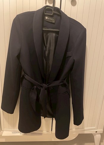 Lacivert kuşaklı blazer takım - Görsel 5