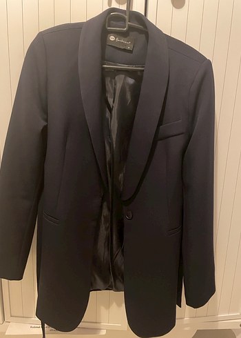 Lacivert kuşaklı blazer takım - Görsel 8