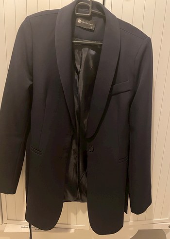 Lacivert kuşaklı blazer takım - Görsel 7