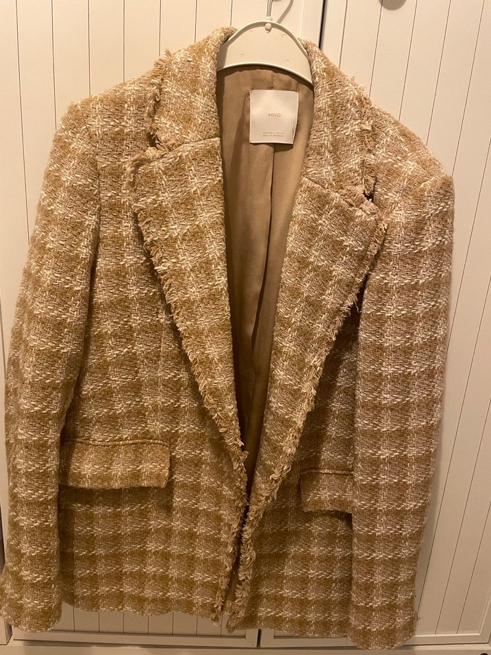 Bej Twit Blazer Mango - Görsel 4