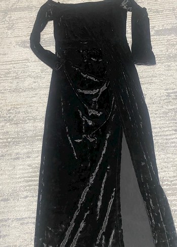 40 Beden Siyah Uzun Kollu Drapeli Goth Elbise