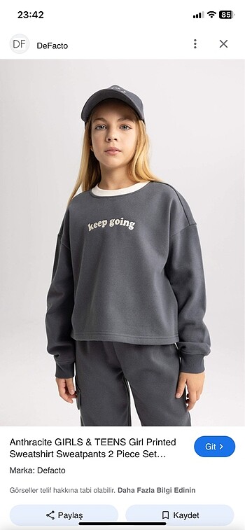 9 Yaş Beden Defacto sweat 9/10 yaş