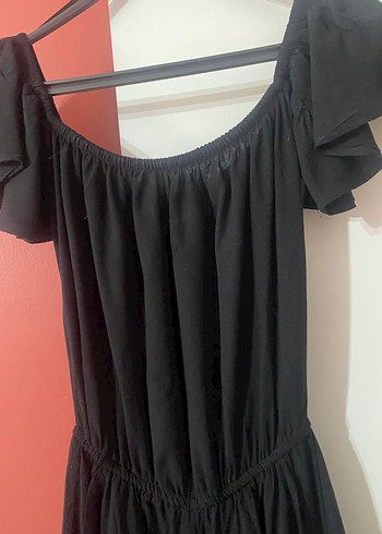 Kısa Kollu Siyah Straplez Mini tulum - Görsel 5