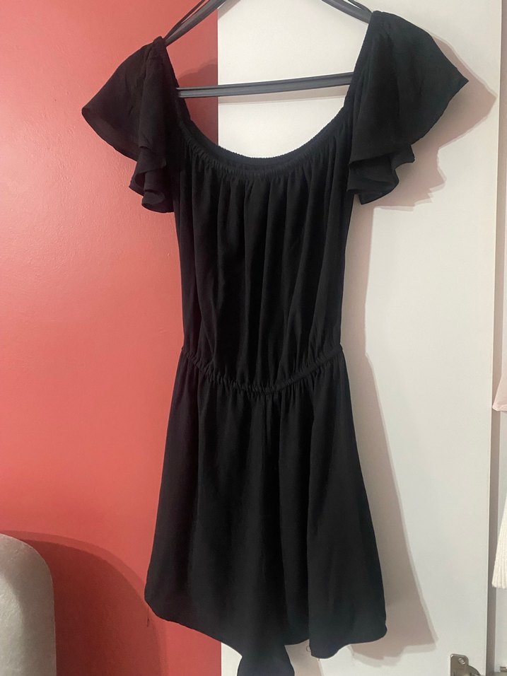 Kısa Kollu Siyah Straplez Mini tulum - Görsel 2