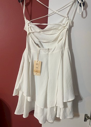 Beyaz Midi şort tulum - Görsel 7