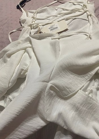 Beyaz Midi şort tulum - Görsel 3