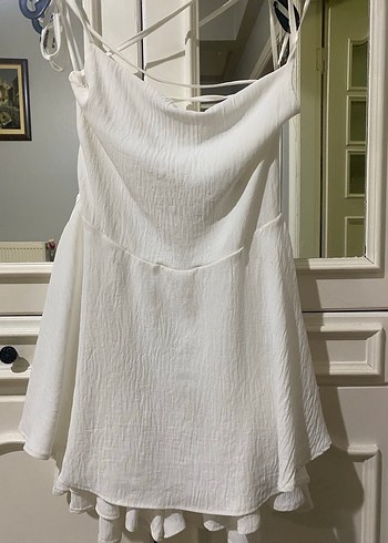 Beyaz Midi şort tulum - Görsel 4