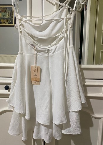 Beyaz Midi şort tulum - Görsel 5