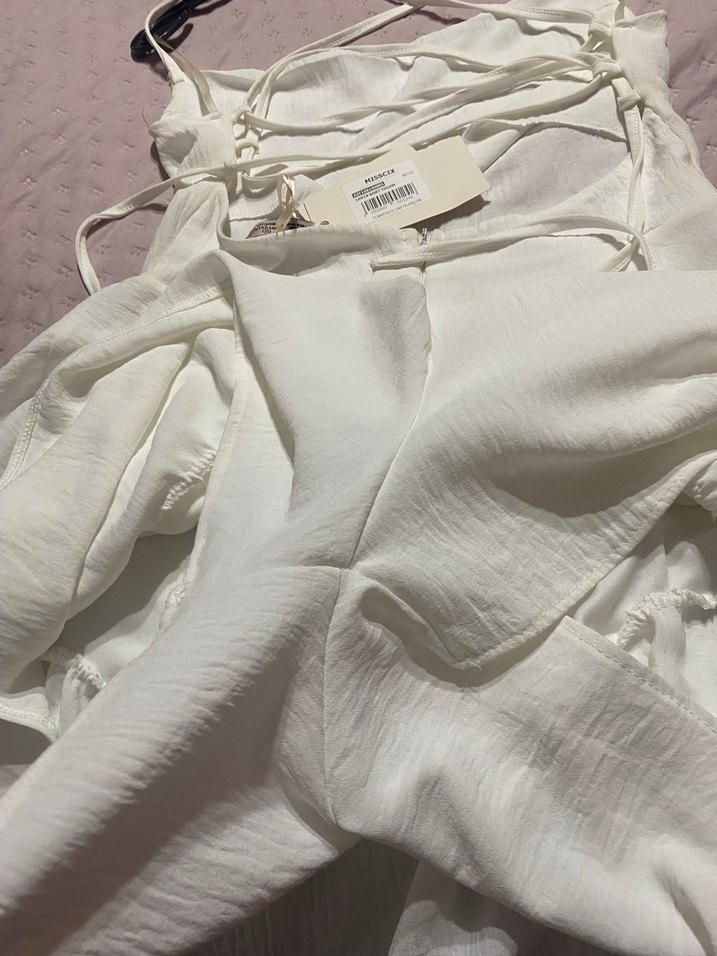 Beyaz Midi şort tulum - Görsel 3