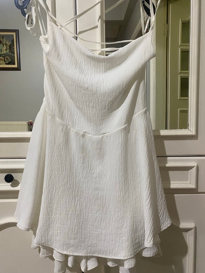 Beyaz Midi şort tulum - Görsel 4