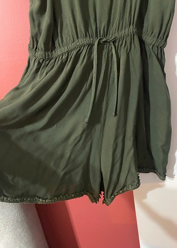 Yeşil Askılı Kemerli Kadın Mini Tulum - Görsel 6