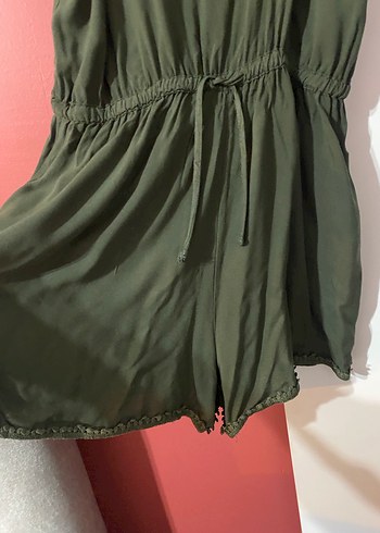 Yeşil Askılı Kemerli Kadın Mini Tulum - Görsel 4