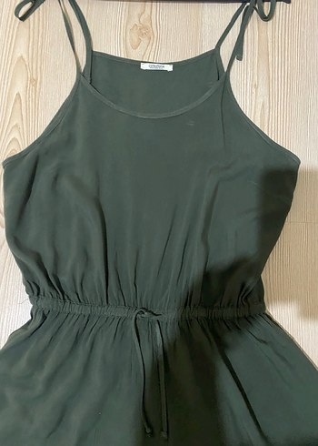 Yeşil Askılı Kemerli Kadın Mini Tulum - Görsel 16