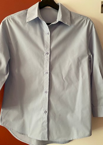 Düğmeli, Uzun Kollu mavi kız çocuk Gömlek - Görsel 3