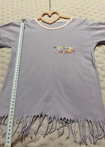 Püsküllü Mor Kız Çocuk Tişörtü - Görsel 4