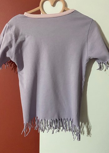 Püsküllü Mor Kız Çocuk Tişörtü - Görsel 2