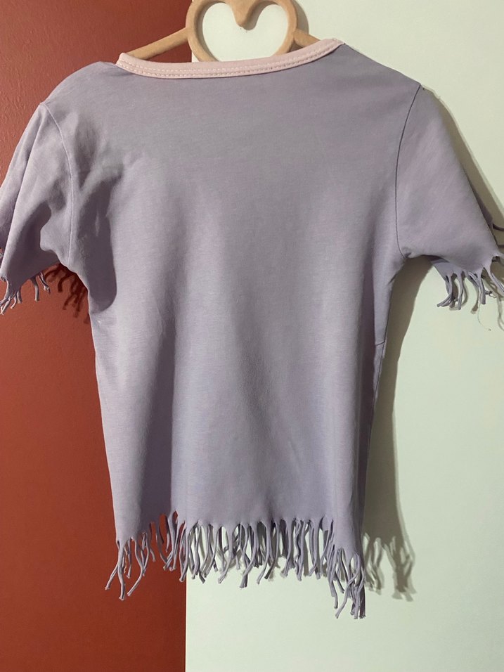 Püsküllü Mor Kız Çocuk Tişörtü - Görsel 2