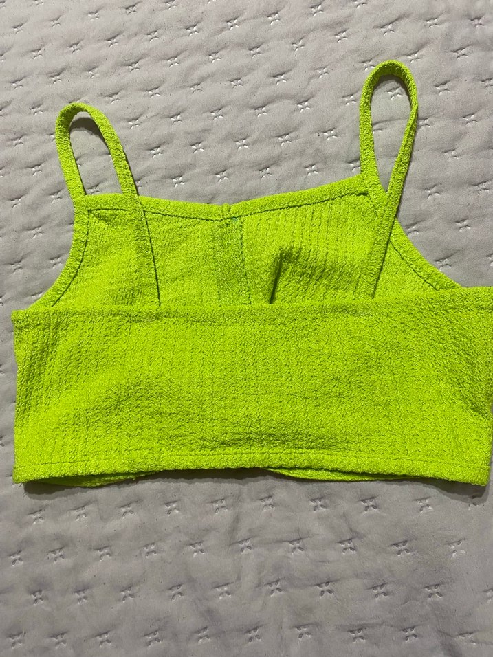 Yeşil Örgü Atlet Crop Top - Görsel 2