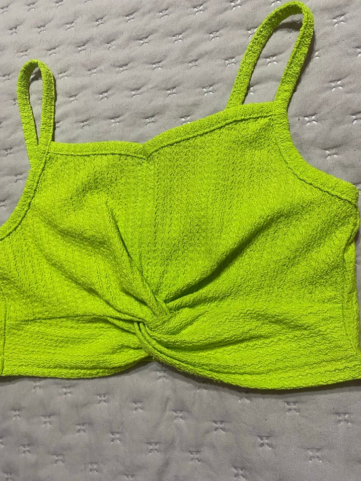 Yeşil Örgü Atlet Crop Top - Görsel 3