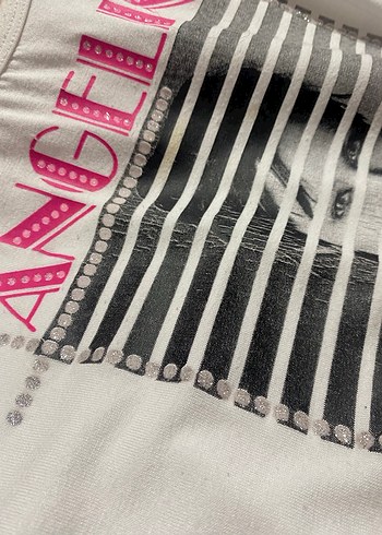 Baskılı Beyaz Kısa Kollu Kız Çocuk Tişört - Görsel 8