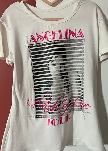 Baskılı Beyaz Kısa Kollu Kız Çocuk Tişört - Görsel 3