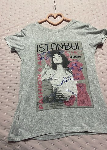 Gri Baskılı Kız Çocuk  Tişörtü - Görsel 6
