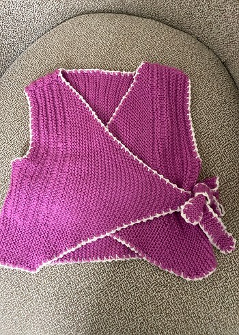 Pembe Örgü bebek yeleği - Görsel 3