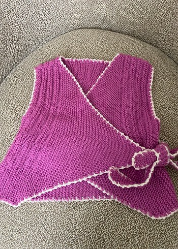 Pembe Örgü bebek yeleği - Görsel 8