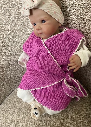 Pembe Örgü bebek yeleği - Görsel 5