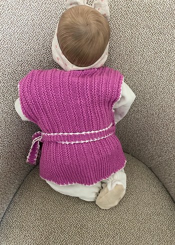 Pembe Örgü bebek yeleği - Görsel 2