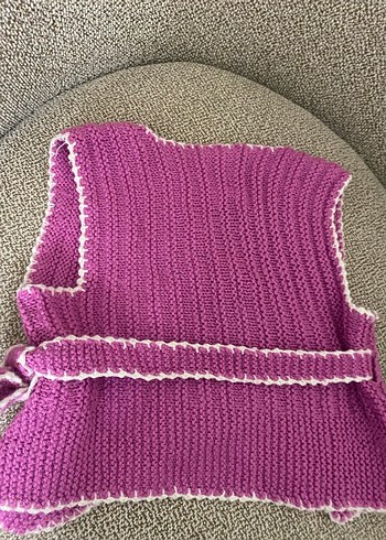 Pembe Örgü bebek yeleği - Görsel 4