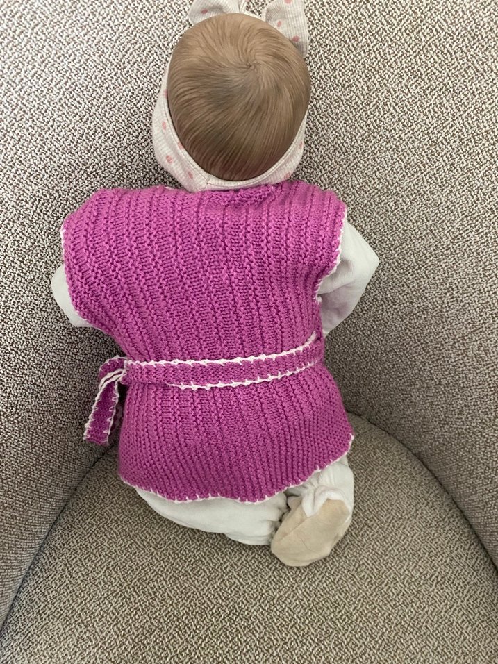 Pembe Örgü  bebek yeleği - Görsel 2