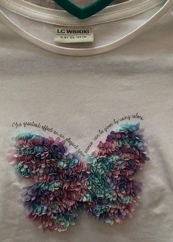 Kız Çocuk Fırfırlı Kelebek Baskılı Tişört - Görsel 10