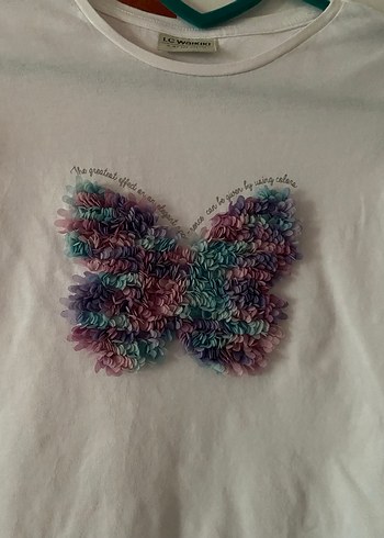 Kız Çocuk Fırfırlı Kelebek Baskılı Tişört - Görsel 9