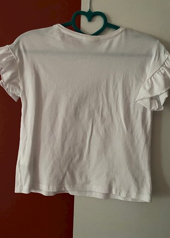 Kız Çocuk Fırfırlı Kelebek Baskılı Tişört - Görsel 2