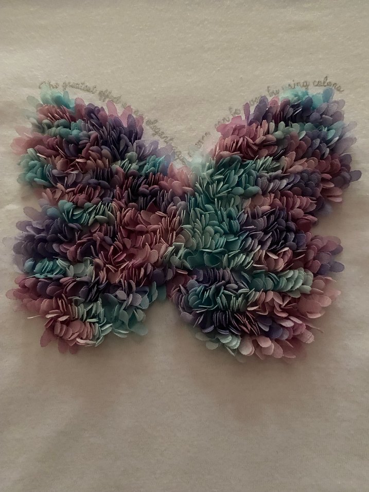 Kız Çocuk Fırfırlı Kelebek Baskılı Tişört - Görsel 5