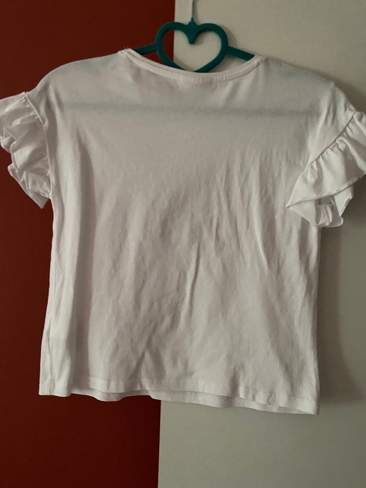 Kız Çocuk Fırfırlı Kelebek Baskılı Tişört - Görsel 2