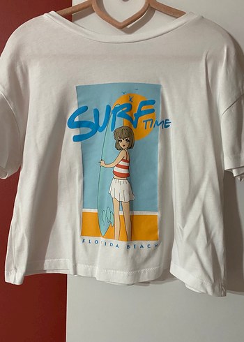 Beyaz Baskılı Kısa Kollu Kız çocuk  Tişörtü - Görsel 2