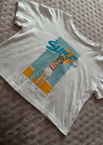 Beyaz Baskılı Kısa Kollu Kız çocuk  Tişörtü - Görsel 13