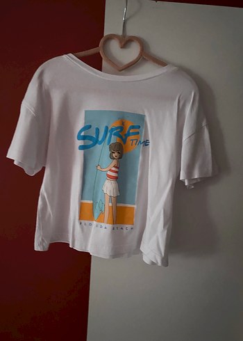 Beyaz Baskılı Kısa Kollu Kız çocuk  Tişörtü - Görsel 3