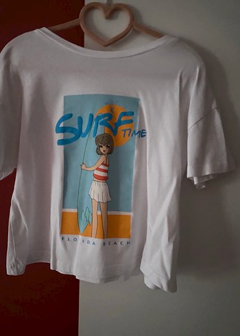 Beyaz Baskılı Kısa Kollu Kız çocuk  Tişörtü - Görsel 6