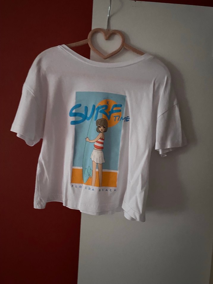 Beyaz Baskılı Kısa Kollu Kız çocuk  Tişörtü - Görsel 3