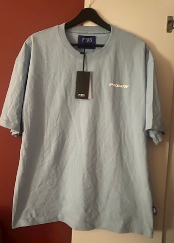 Mavi Oversize Kısa Kollu Erkek Tişört - Görsel 3