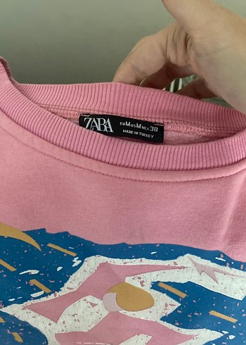 Zara Pembe Baskılı Bohem Kadın Sweatshirt